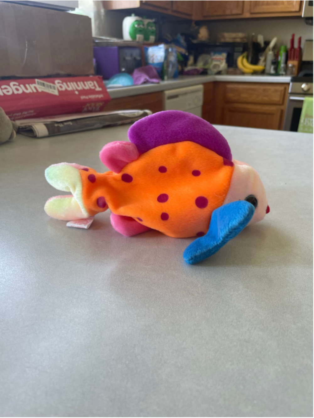 Ty Beanie Babies Lips Fish Stuffed Animal One Size Orange Purple